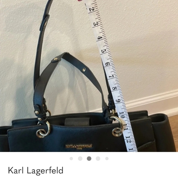 Karl Lagerfeld Black Structured Leather Satchel Gold Hardware With Dustbag NWOT - Picture 16 of 16